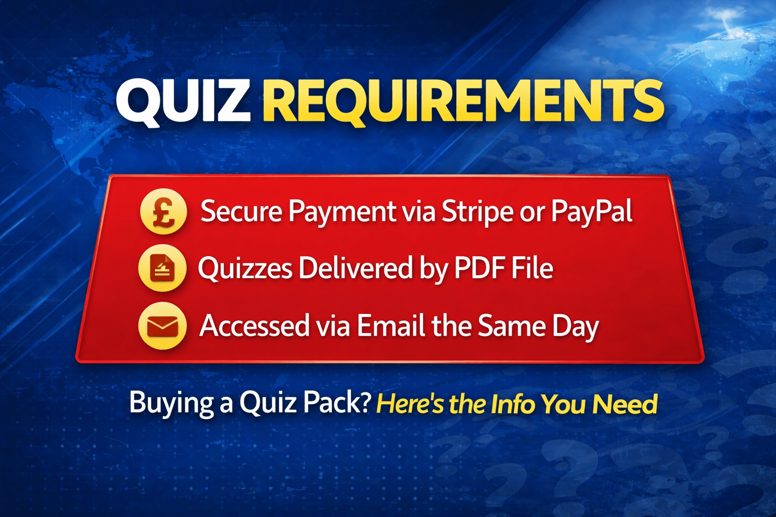 Peacock Quizzes - Requirements