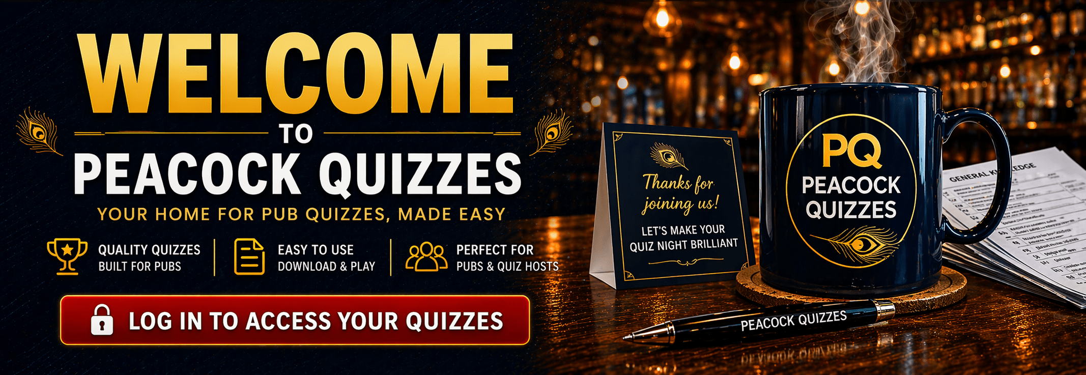 Peacock Quizzes Login Page