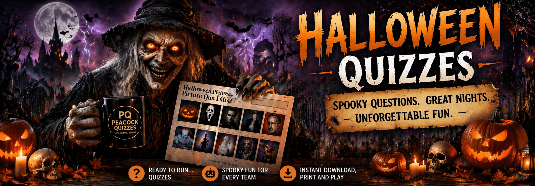 Peacock Quizzes - Spooky Halloween Packs Banner